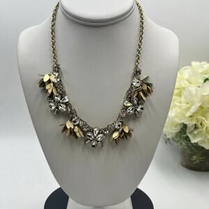 J. Crew Crystal Bouquet Glass Cubic Zirconia Metal Dangle Accents Necklace